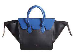 сумка Celine tie tote синяя с черным